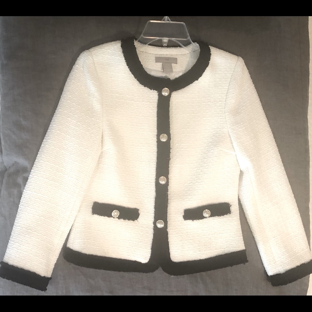 H&M White/Black Chanel style jacket. Size XXS